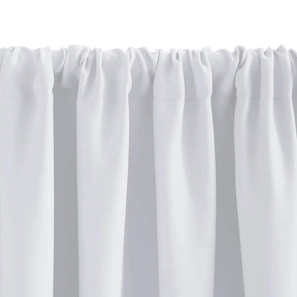 Bistrogardiner Set med 2 ogenomskinliga gardiner Kort gardinstång Drag-genom-gardiner, mått: 76x60cm vit