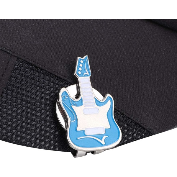 ER Hat Cliper med Hat Clip Cat Metal Magnetic Hat Cliper Tillbehör (liten svart katt) (blå gitarr)