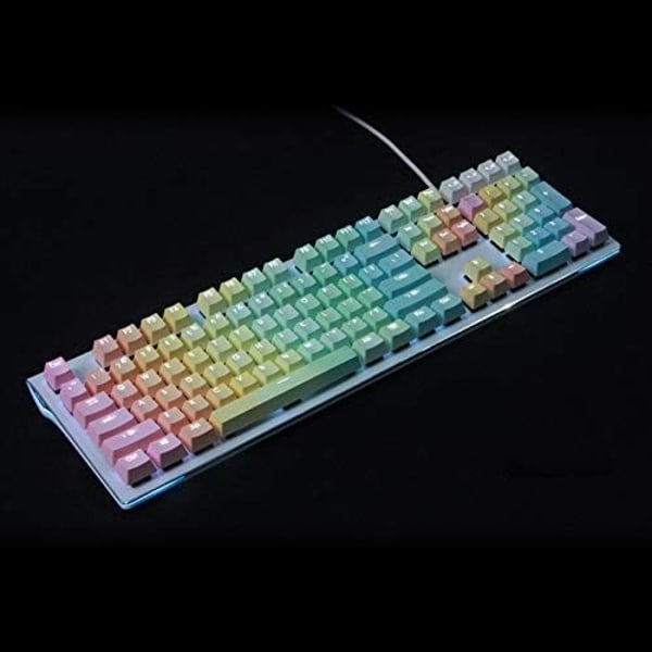 Bakgrundsbelyst 108-tangenter Dubbel-shot Rainbow Gradient PBT Keycap Set Profil Key Cap för mekaniskt speltangentbord (axelkropp: kit 1, färg: blå