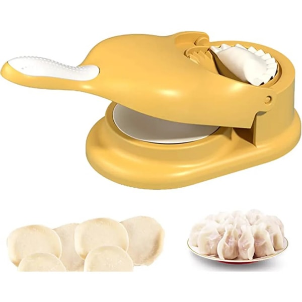 2-i-1 manuell dumplingsmaskin, wontonformningsmaskin, dumplingsmaskin, dumplingsmaskin, dumplingsmaskin, form gul