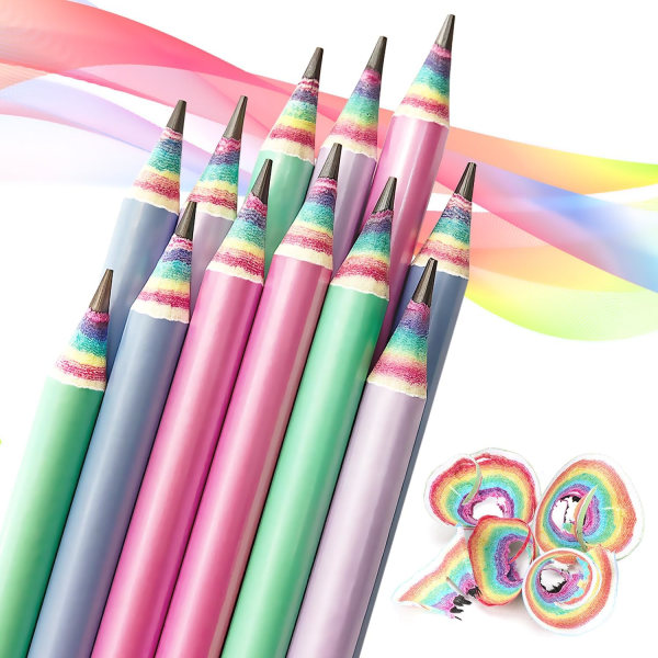 Rainbow Pencil Rit- och skrivpennor för skola och kontor - Hårdhet HB - Paket med 12