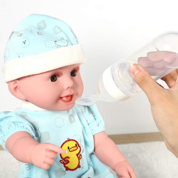 Baby Silikon Nappflaska Pp 90 Ml Silikon Baby Nappflaska med sked Färsk mat Spannmålspressmatare (Gul) (Vit)