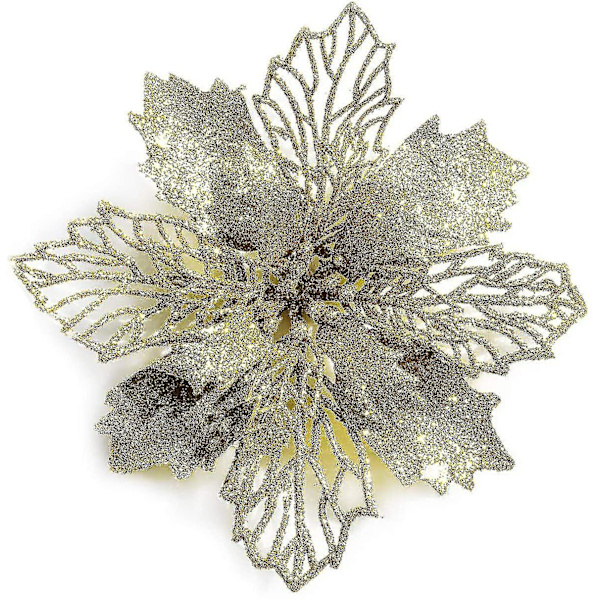 12 st Glitter konstgjord julstjärna blommor julkrans julgran blommor prydnader