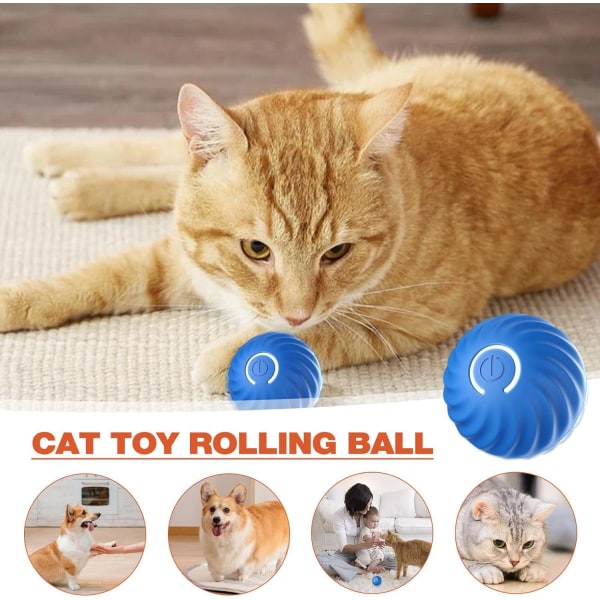 Självrullande boll hundleksak - Interaktiv hundboll - Smart självgående boll med 2 lägen - Uppladdningsbara interaktiva kattleksaker | Hållbar och