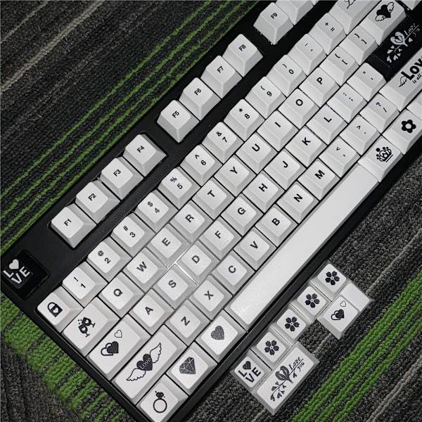 111 nycklar PBT Dye Sublimation Alla hjärtans dag-tema Tangentkapslar Mekaniskt tangentbord Tangentkapslar Cherry Profile (axelkropp: endast knappar, färg: