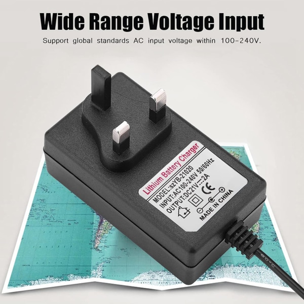 21V 2A Laddare 5S Li Ion Dc 1,7A Adapter AC 100 240V Dc 21V 2A Säker laddning Power Omvandlare Matningsadapter Litiumjonbatteriladdare