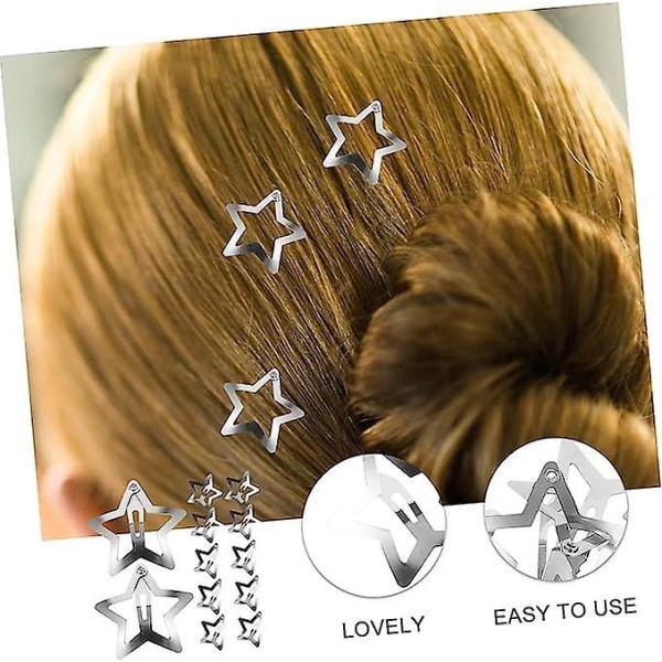 20 stjärniga hårnålar metall femuddig stjärn lugg hårnålar ihåliga stjärn hårnålar halkfria söta hårnålar