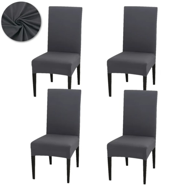 Stolsöverdrag 4-pack, matstolsöverdrag, Universal Stretch stolsöverdrag, bröllopsstolsöverdrag mörkgrå