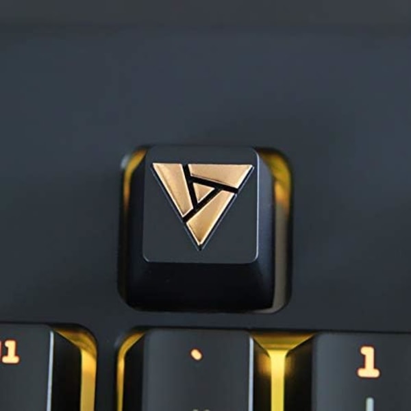 1 bit zink aluminiumlegering cap för mekaniskt tangentbord Artefakt Logotyp Stereoskopisk relief Keycap R4 Höjd (Färg: Svart)