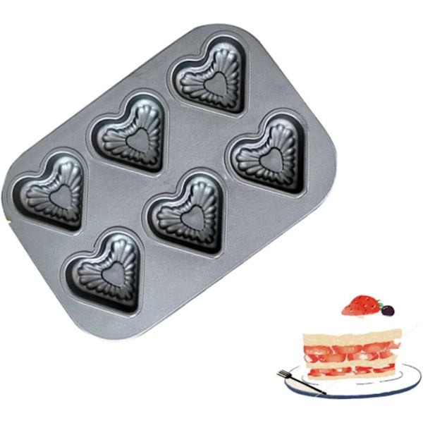 6 Non Stick Bakplåt Hjärtformad Tårtform Mini Tårtform Hjärta Cupcakes Hjärta Tårta Bakplåt Hjärta Muffinsplåt Form Bakplåt Cupcake
