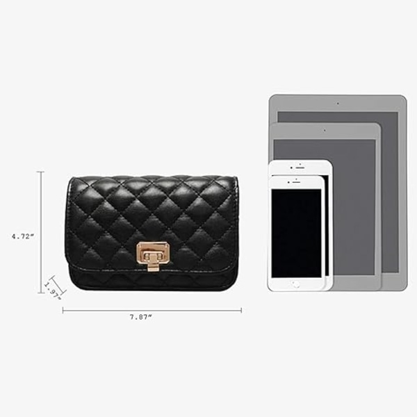 Crossbody-väska i läder för kvinnor Modeclutch-handväska Quiltad Designer Crossbody-väska med kedjerem