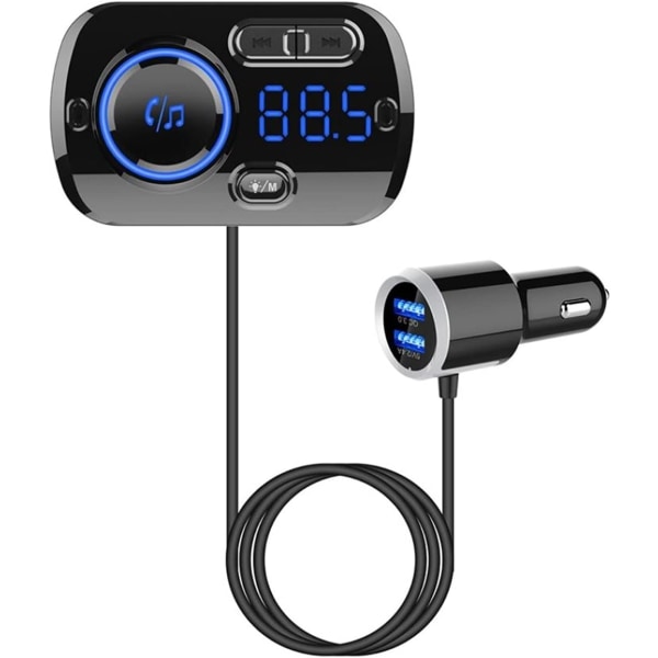 Biladapter Bil Bluetooth 5.0 Radiosändare Modulator FM-sändare Trådlös Dual USB Med QC 3.0 Auto MP3-spelare Fm TF-kort Bluetooth