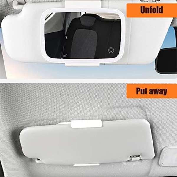 Universal auto-visuell kosmetikaspegel Auto-Interior-Visier-Make-up set med LED-lampor, inbyggd litiumbatterikontaktsensor,