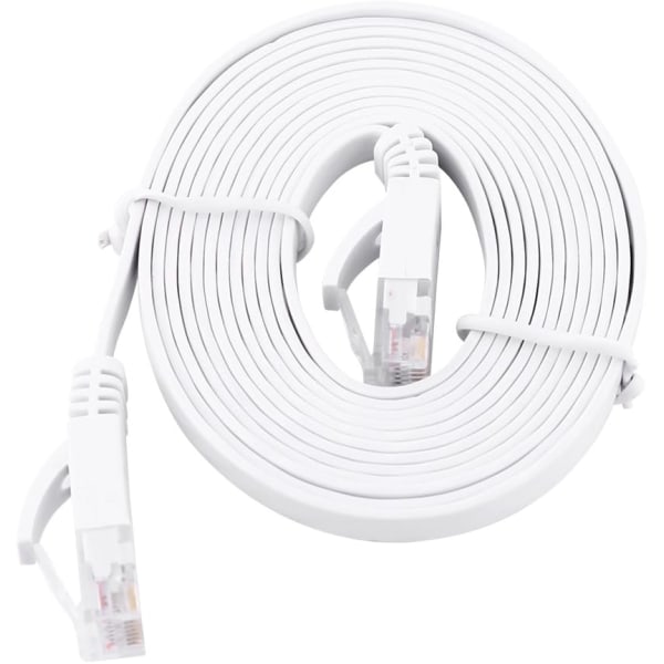 Rj45 Cat6 Lan-kabel Platt Lan-kabel Vit Rj45 Cat6 Ethernet-nätverk Platt Lan-kabel Utp Patch Routerkablar 1000M Vit 0,5Meter (2M)