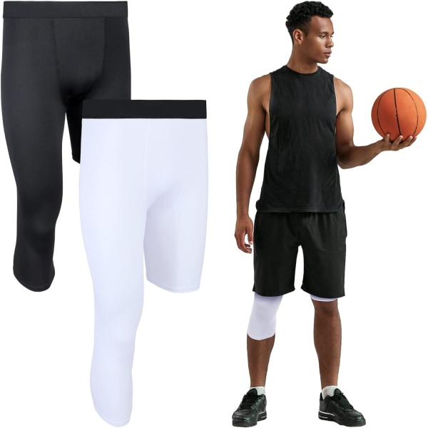 2-pack herr 3/4 ettbens kompressionstights Unisex Leggings Atletisk baslager för basketsport R Style Medium R Style Medium