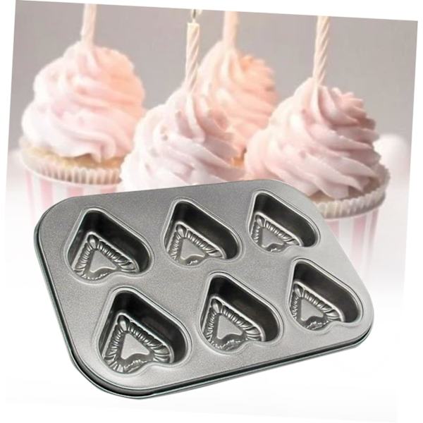 6 Non Stick Bakplåt Hjärtformad Tårtform Mini Tårtform Hjärta Cupcakes Hjärta Tårta Bakplåt Hjärta Muffinsplåt Form Bakplåt Cupcake