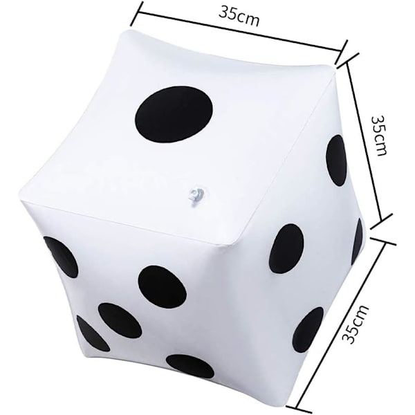 2-pack jätteuppblåsbara tärningsleksaker för festspel Poolpartyfavoriter, 32 cm/12 tum, vit 32 centimeter