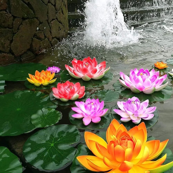 7st konstgjord flytande skum Lotus Blommor Dammväxter Lotus Liljor För Bröllop Akvarium Dekoration