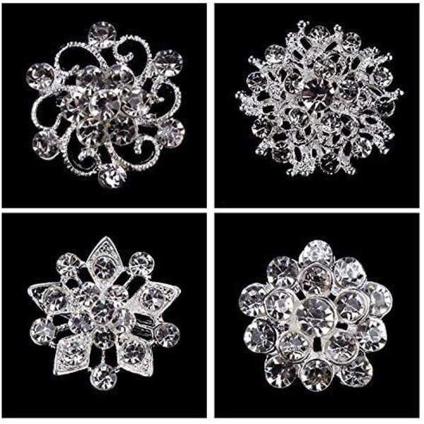 12st Mix Set Crystal Button Broschen halsduk blommig brosch Strass Corsage Bouquet Kit Gro? Handel Lot