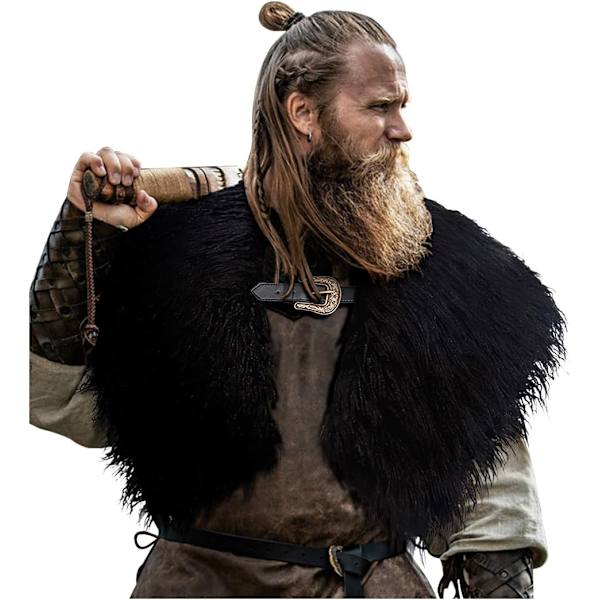 Viking syntetisk päls krage för kompis halsduk capelet wrap kostym tillbehör