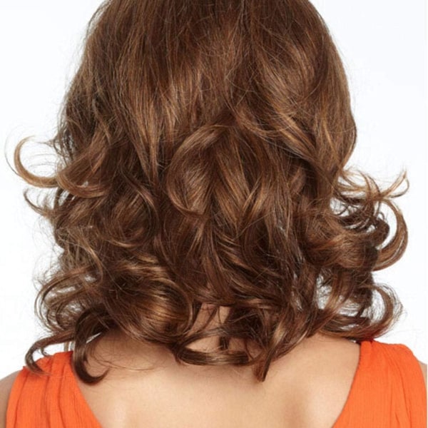 Hårförlängningar Fashian Kvinna Sned lugg Big Wave Långt lockigt hår Mikrovolym kemisk fiber hårperuk (Färg: Fotofärg)
