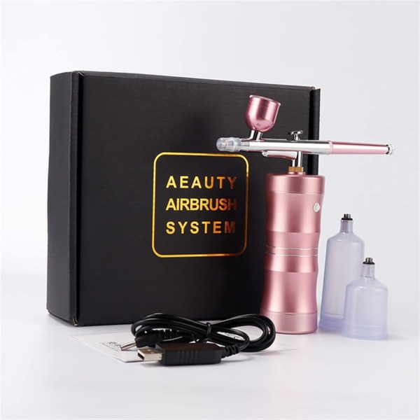 Airbrush Kit 0,4 mm Mini Air Compressor Kit Air-Brush Paint Spray Gun Airbrush För Nail Art Tatuering Craft Cake Nano Fog Mist Sprayer Hudvård