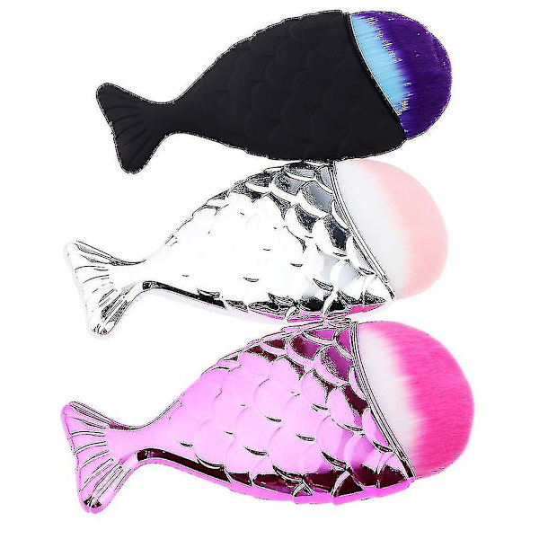 3 delar Make Up Brush Fish Scale Kosmetisk borste Fish Tail Bottom Brush Pulver