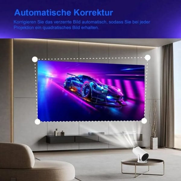 4K HD miniprojektor, 120 ANSI Smart WiFi 2.4G/5G Android 11.0 projektor för väggtak, automatisk keystone-korrigering, 180 vinkeljusterbar