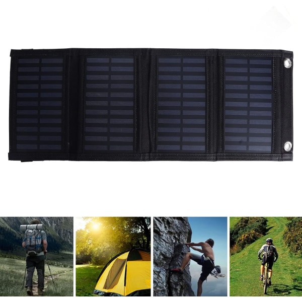 Solpanelsladdare, Solar Power Bank, 20W 5,5V hopfällbar bärbar Solcellsladdare med stark power , för utomhusbruk, camping, resor (MP04B)