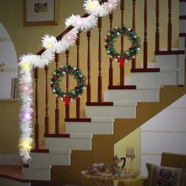 10 meter vit juldekoration glittergirlander med flerfärgade LED-lampor för julgran Hemkontorstillbehör vit