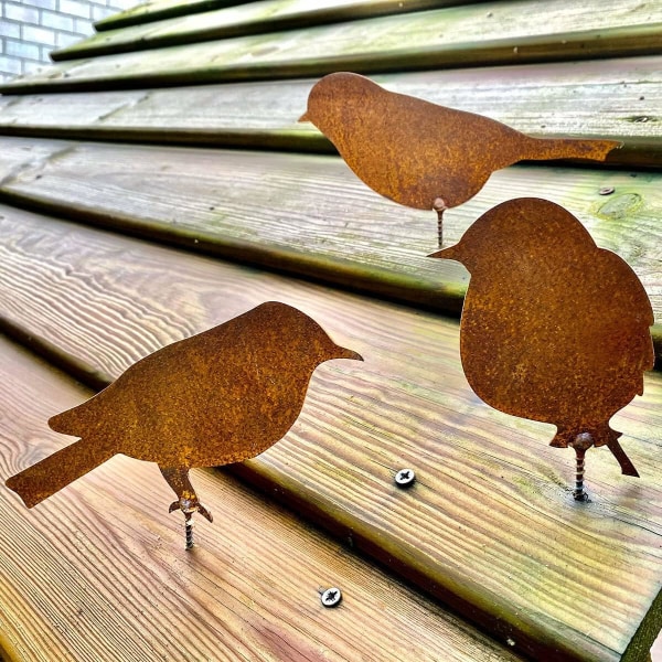 Rust Fågel Trädgårdsdekoration för utomhus Höstdekoration Utomhus, Trädgårdsdekoration Rost Metall Fåglar Trädgårdsplugg med skruv