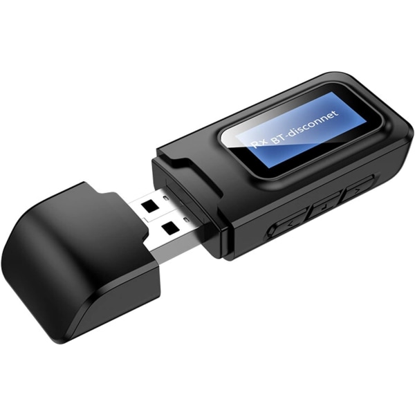 Biladapter Uppgraderad 5.0 mottagare och sändare LCD-skärm 3,5 mm AUX USB Stereo trådlös ljudadapter för PC TV Hörlurar Bil Bluetooth