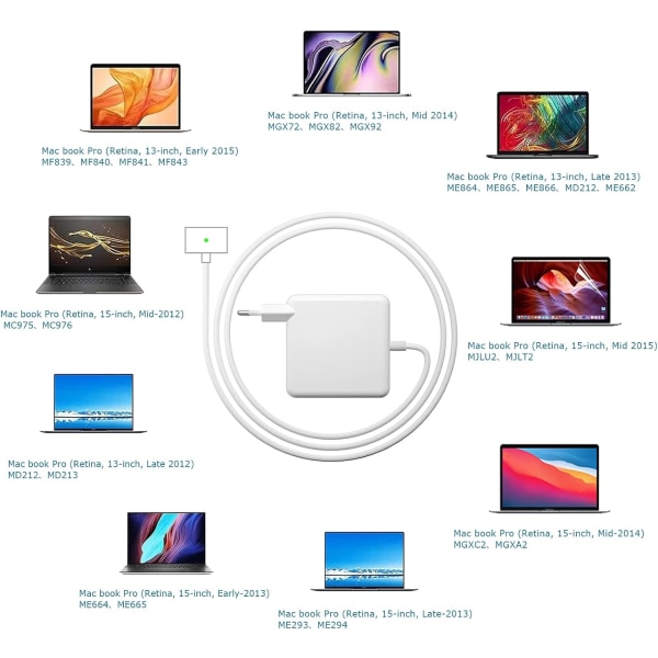 85W Magsafe 2 laddare för Apple Macbook Pro 13" 15" 17"