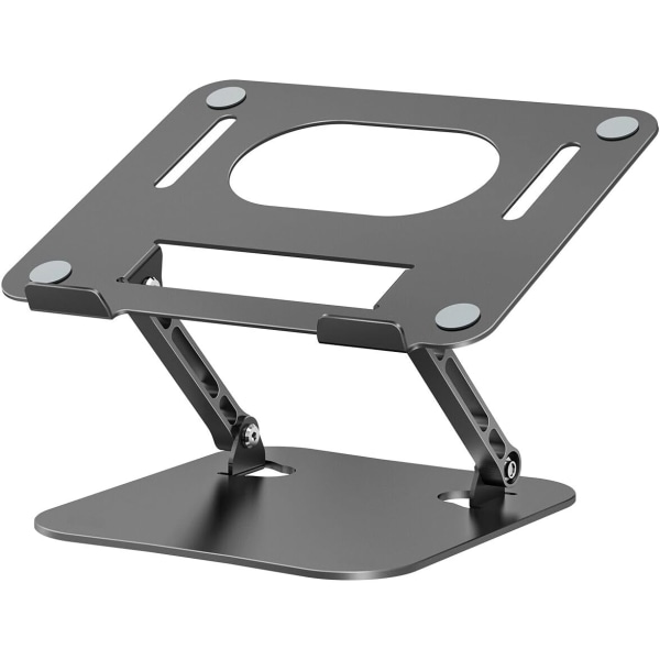 Bärbar datorstativ, hopfällbar bärbar datorstativ i aluminium, höjdjusterbar ventilerad bärbar datorstativ, ergonomiskt stativ för stationär dator, svart