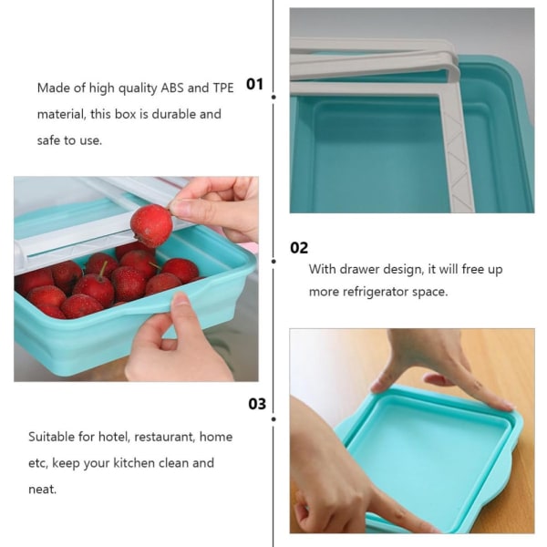 1st Box Låda Kylskåp Förvaringslåda Hopfällbar Frys Förvaringsbehållare Kylskåp Behållare Sqaure Kylskåp Hyllhållare Plastbehållare för förvaring av mat