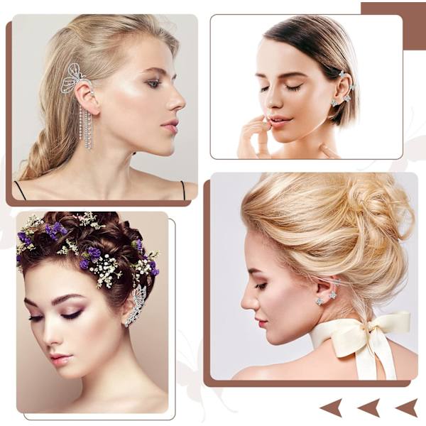 6 delar Butterfly Ear Cuff Fjärilsörhängen Butterfly Ear Crawler Clip Wrap Diamond Zircon Stud örhängen för kvinnor Flickor