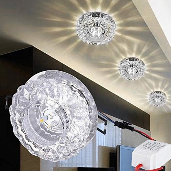 Kristall LED Downlight, 3W infälld taklampa med 5-8cm bländare, LED dekorativ spotlight för Creative Corridor i hall, hall,