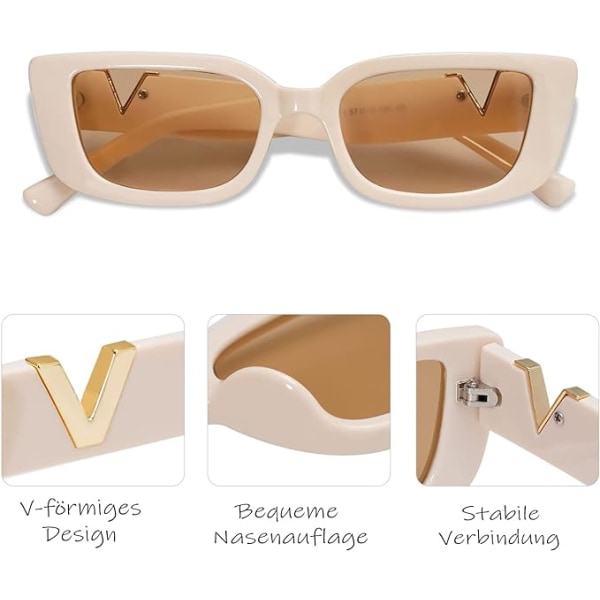 2-pack Eyewear Rave solglasögon för kvinnor, retro mode klassiska fyrkantiga glasögon, UV-skyddande solglasögon för utomhusbruk