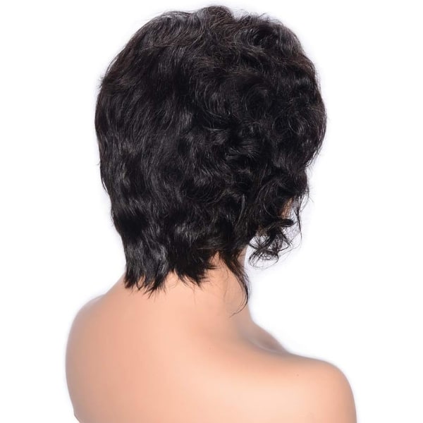 Hårförlängningsperuk Kort peruk Kort hår Peruk Front Spets Äkta hår (Storlek: 8 tum)