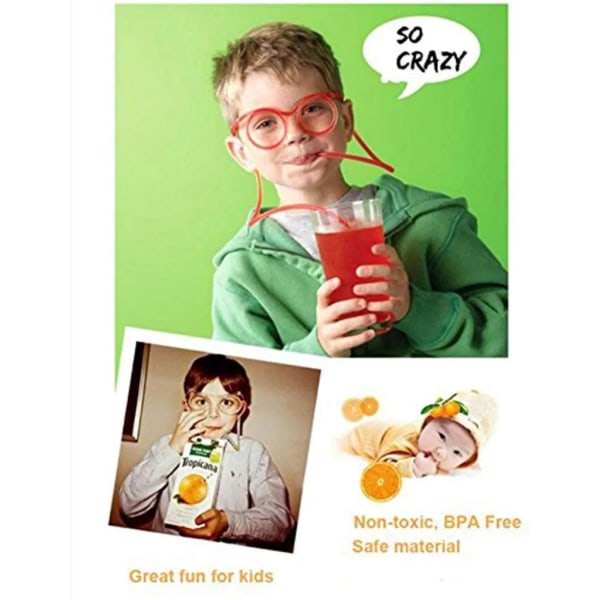 Fashionabla tecknade Crazy DIY-halmrör Kreativa roliga roliga glasögon sugrör