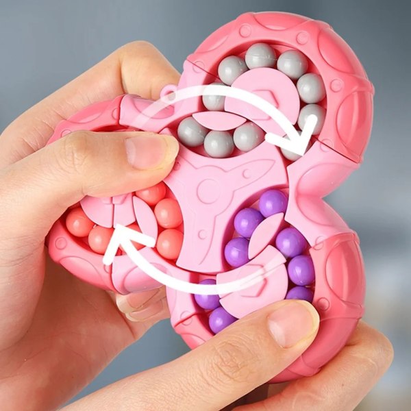 IQ-spel Rubik's Cube Toy, Spin Finger 3D-pussel, Fidget Spinner, Rubik's Cube Puzzle, Six-Side Spinning Top Magic Bean rosa