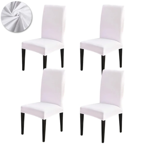 Stolsöverdrag 4-pack, matstolsöverdrag, Universal Stretch stolsöverdrag, bröllopsstolsöverdrag vit