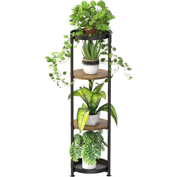 4-vånings växtställ i hög metall för inomhusväxter utomhus, 44-tums växthylla hörnställ för växtställ, rostfritt