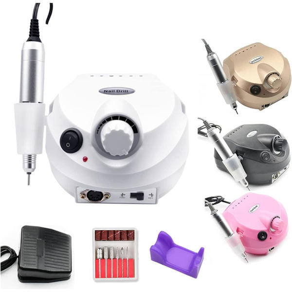 35000 RPM Elektrisk nagelborrmaskin set för pedikyr nagelfilsverktyg Nail art pedikyr naglar verktygssats (färg: 20W