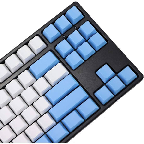 Tomma 87 nycklar Layout Tjock PBT Keycap Vit Blå Regndroppe Färgmatchande Keycaps (Färg: 87 KEY lägg till ISO)