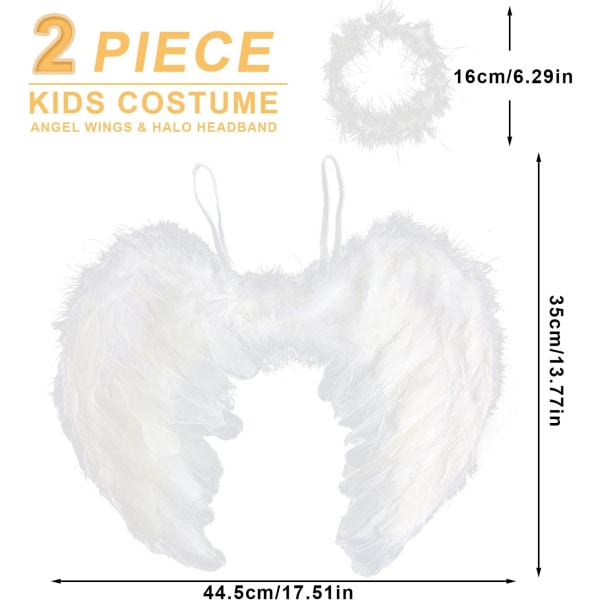 Änglavingar och halo, vita änglavingar Fallna änglavingar Kostym för Halloween julfest för vuxna ... Vit