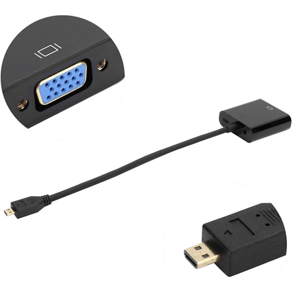 Raspberry Pi Mini Till Vga Hdmi Till Vga Adapter Micro Hdmi Till Vga Video Converter Adapter 1080P För Raspberry Pi 4B Med Power