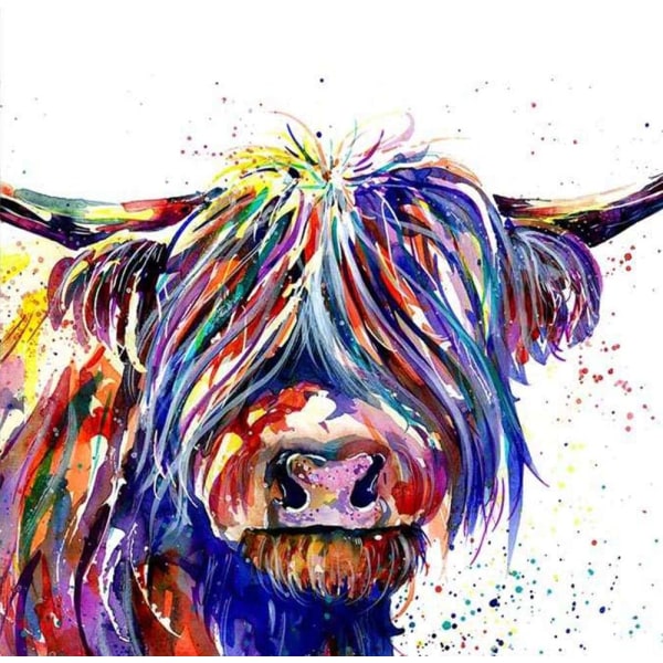 Digital målning för nybörjare för vuxna - Colorful Highland Cow Animal - Paint by Number Kit - 11,8x11,8 tum (oinramad)