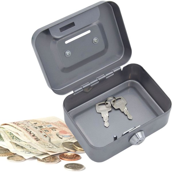 Liten låslåda - Metallkassa med 2 nycklar - Låsbar förvaringslåda - Metallkassa Nyckellås Money Bank Mini Safe Lock Box - Låsbar