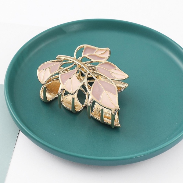 Koreanska höstlöv metallklämma Opal inlagt guld hajklämma för kvinna flickor Födelsedagspresenter guld